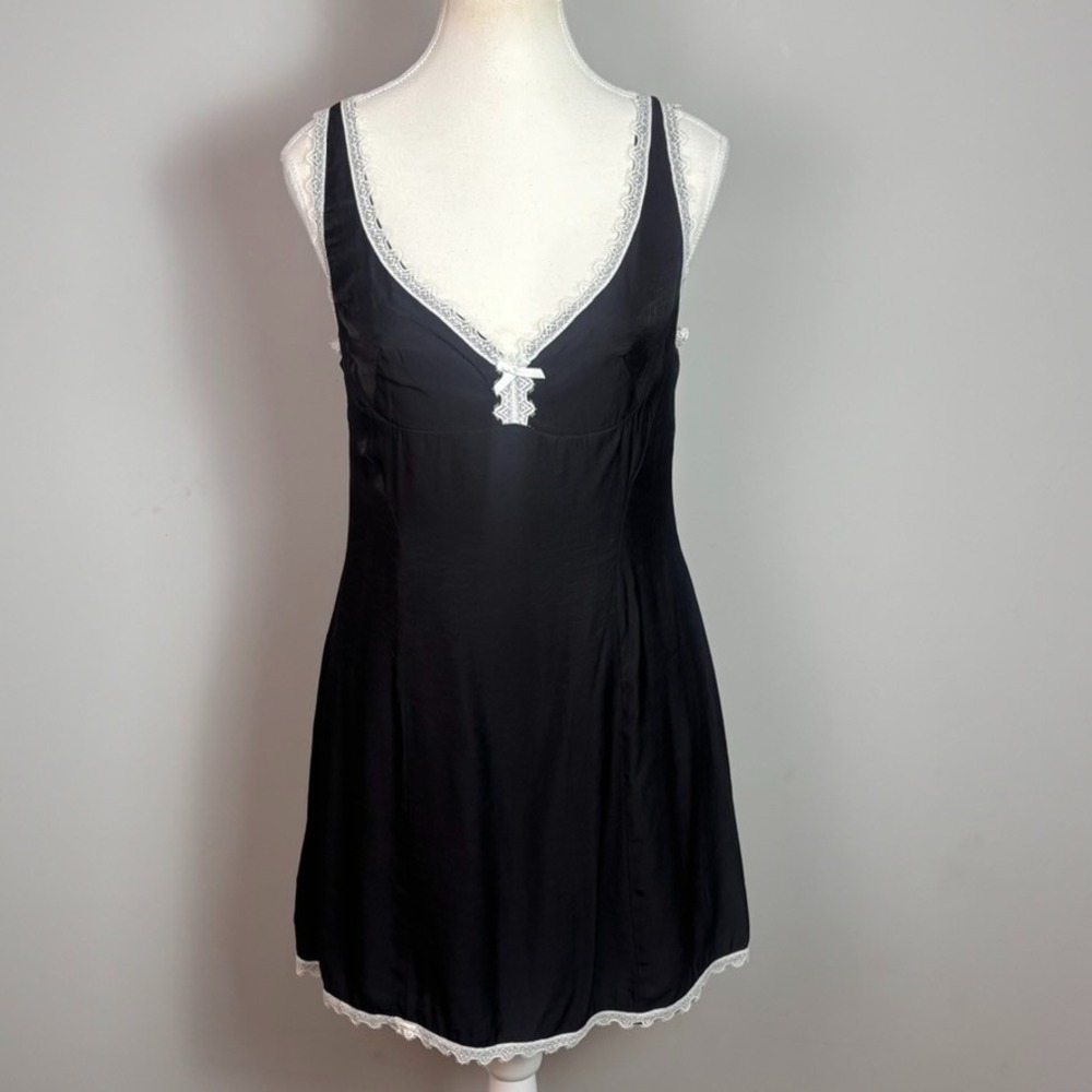 Princess Polly Fyfe Black Mini Babydoll Lace Trim Dress Womens US 6 whimsigoth